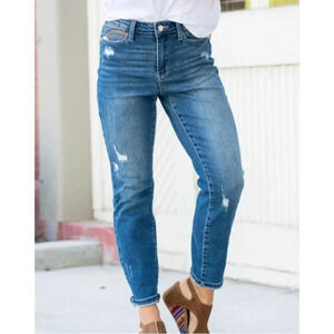 NEW Judy Blue Women's Size 27 Rainbow Embroidered High Waisted Jeans